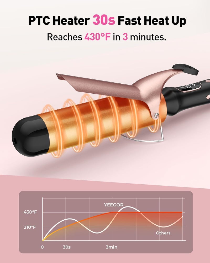 Yeegor 2 inch Extra Large Curling Iron,Long Barrel Culing Wannd,100-240V Dual Voltage Hair Curler for Big Wave Curls,12 Temps - Image 4